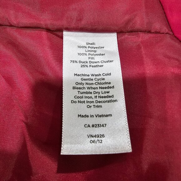 Women's Talbots Down/Feather Puffer Vest Cranberry‎ Red Pockets Size M - Picture 5 of 6